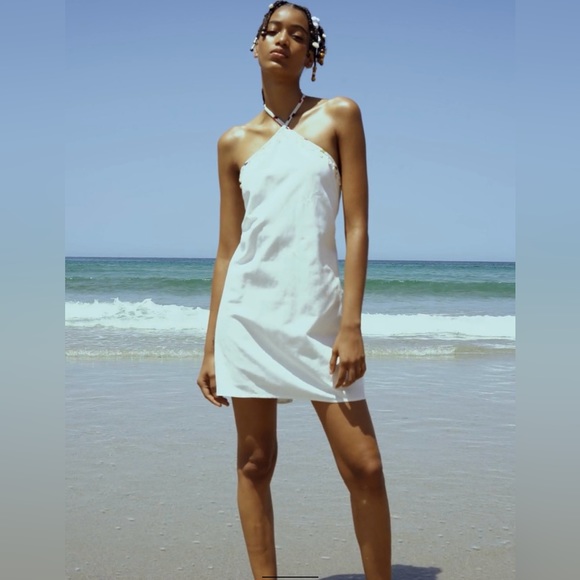 DRESS WITH LINEN WITH FANCY DETAILS - Picture 3 of 11